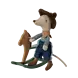 Maileg Little Brother Cowboy Mouse on Rocking Horse Maileg Little Brother Cowboy Mouse on Rocking Horse