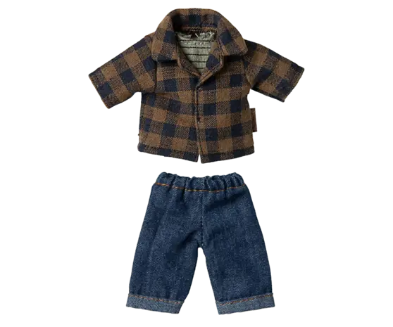 Maileg Dad Mouse Brown Checked Shirt and Pants Maileg Dad Mouse Brown Checked Shirt and Pants