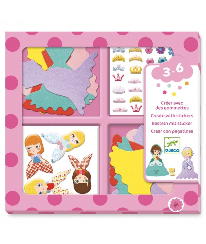Djeco Knutselset Creëren met Stickers Prinsessen