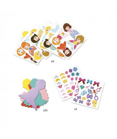 Djeco Knutselset Creëren met Stickers Prinsessen
