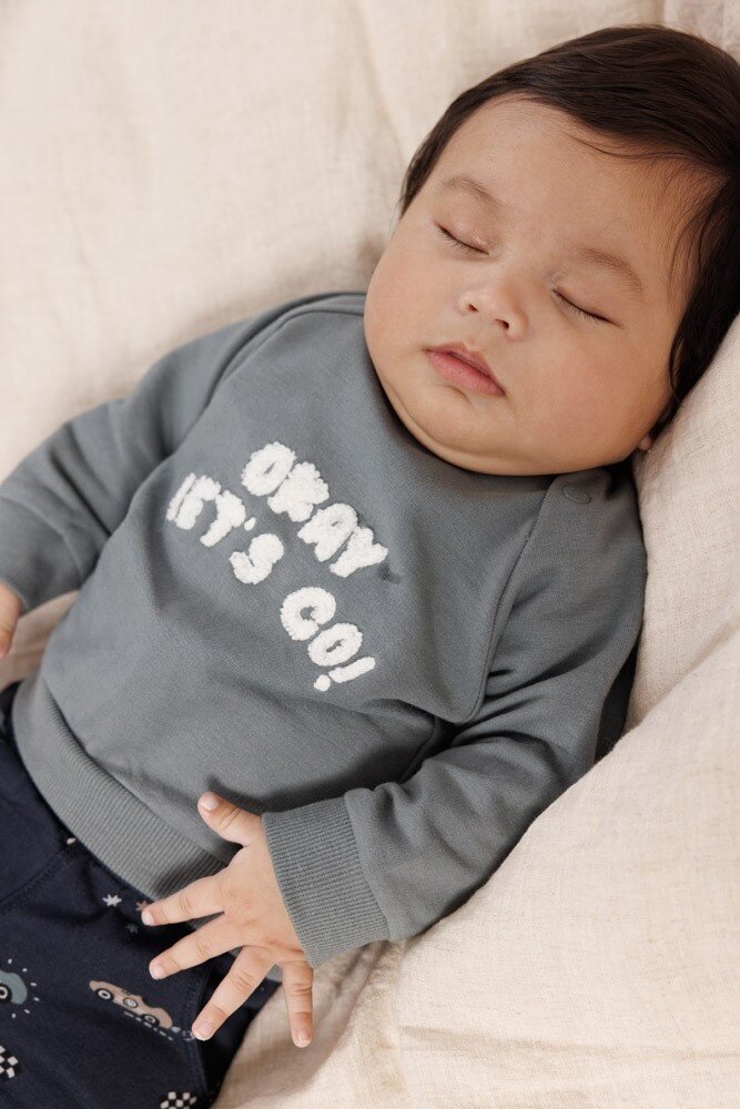 Feetje Babykleding Sweater Let's Go! Petrol