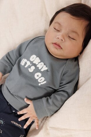 Feetje Babykleding Sweater Let's Go! Petrol