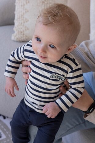 Feetje Babykleding Longsleeve Rib Streep Let's Go! Marine