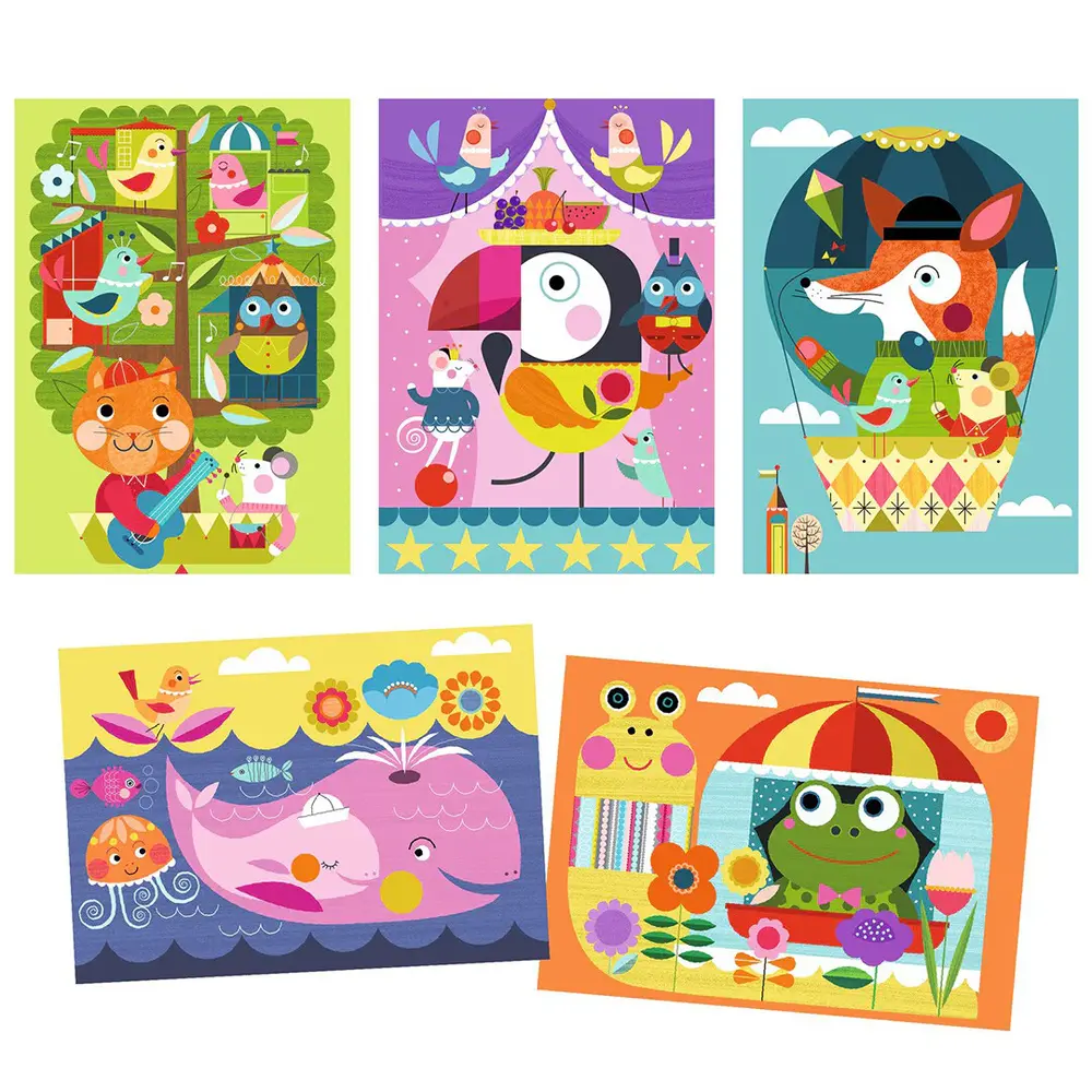 Djeco Kraskaart Vrolijke Dieren Ontdekken