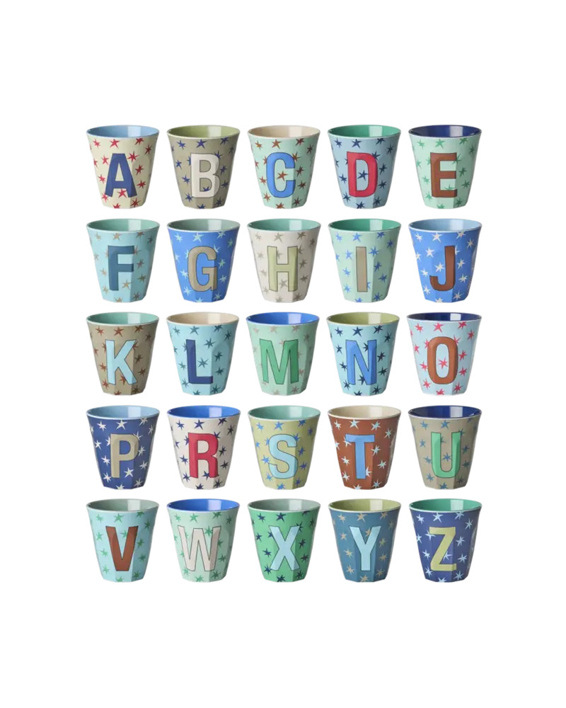 Rice Melamine Beker - Medium - Alfabet Stars Blauw