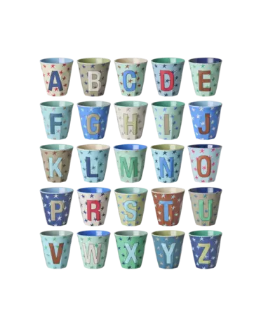 Rice Melamine Beker - Medium - Alfabet Stars Blauw