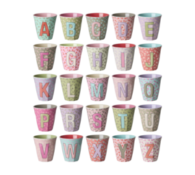 Rice Beker - Medium - Alfabet Flowers Roze