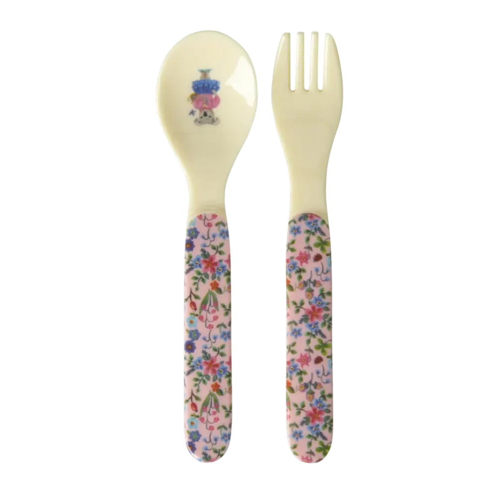 Rice Baby Spoon and Fork Nathalie Lété Pink