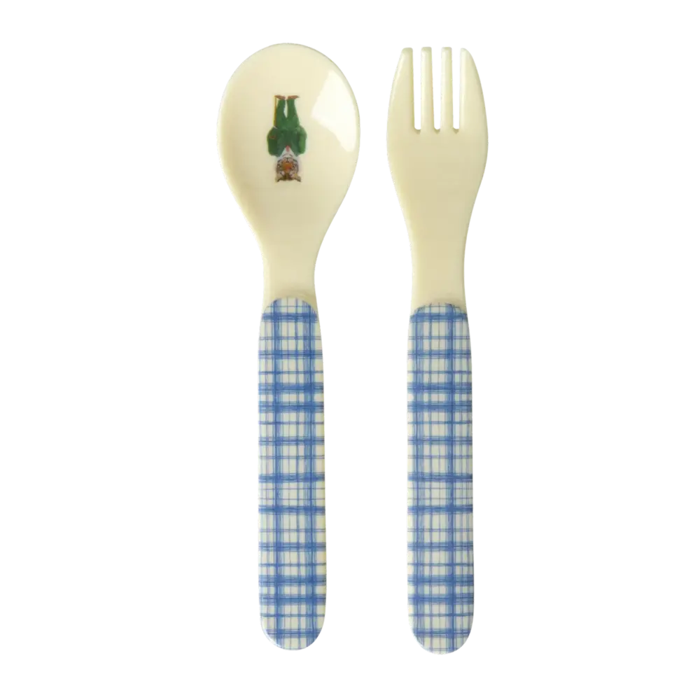 Rice Melamine Lepel en Vork - Nathalie Lété Blue