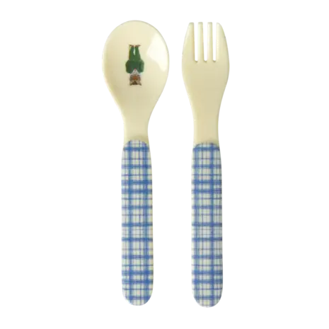 Rice Melamine Lepel en Vork - Nathalie Lété Blue
