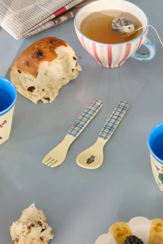 Rice Melamine Lepel en Vork - Nathalie Lété Blue