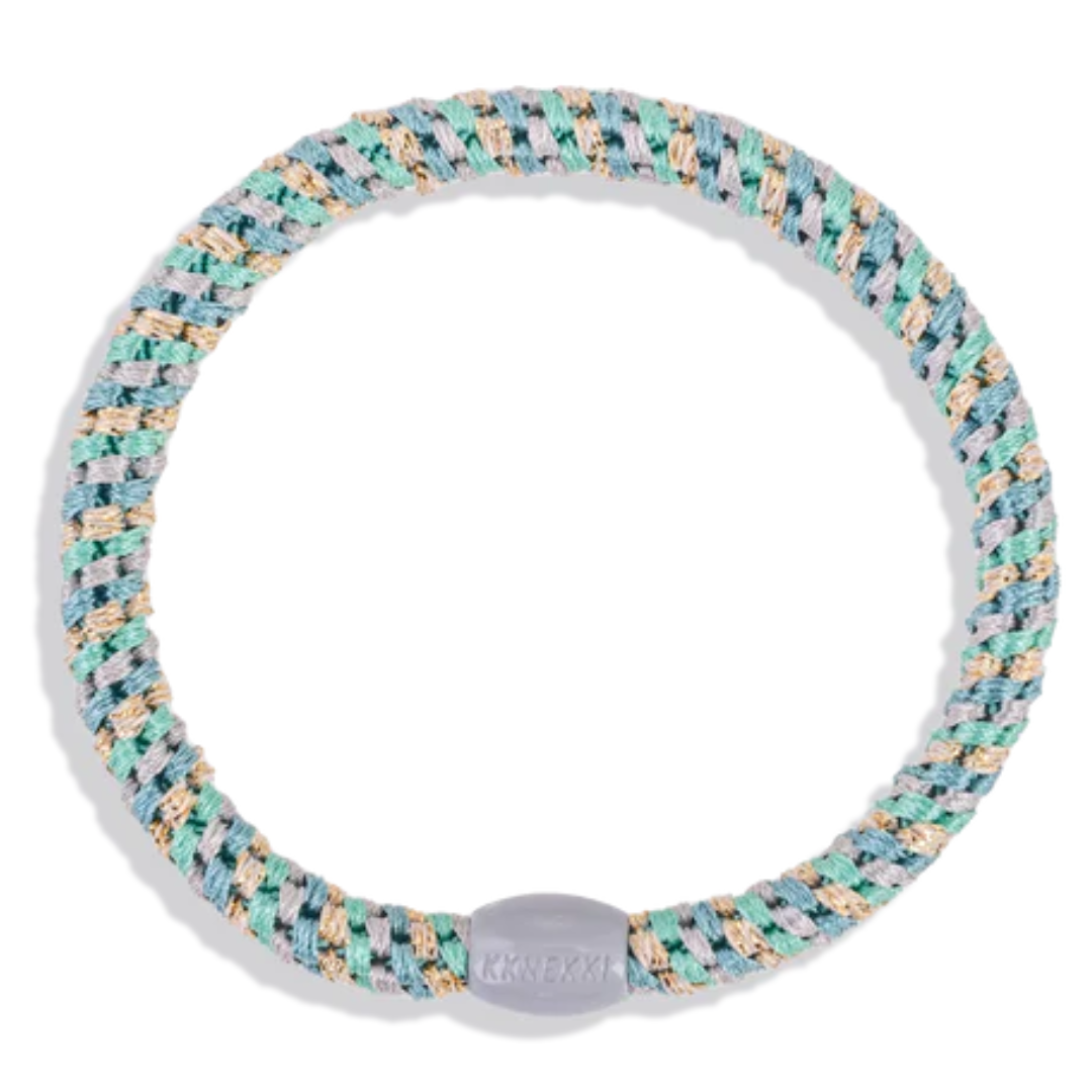 Haarelastiekje Mix Slim Teal Gold Glitter afbeelding
