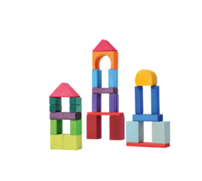 Grimm's Houten Gekleurde Geo Blokken 30 stuks