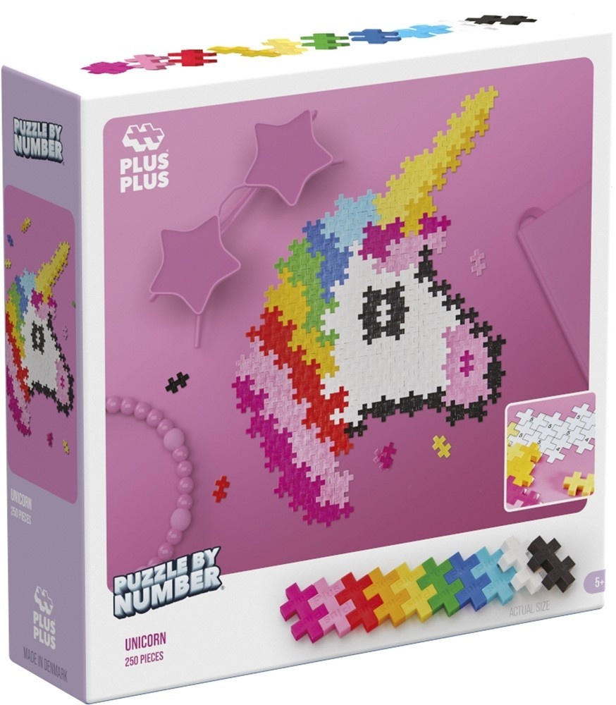 Plus Plus Puzzle by Number Eenhoorn (250 stukjes) afbeelding