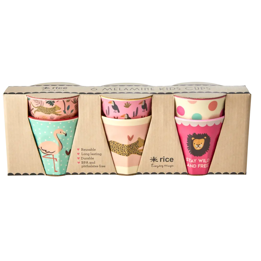 Rice Melamine Beker - Small - Jungle Pink - 6-Pack