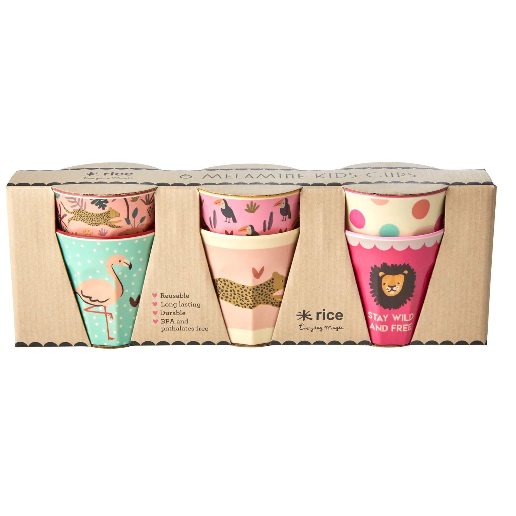 Melamine Beker Jungle Small 6-pack Pink afbeelding