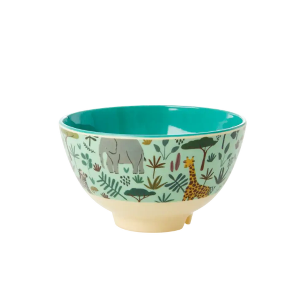 Rice Melamine Kom All Over Jungle Animals Green Small Rice Melamine Kom All Over Jungle Animals Green Small