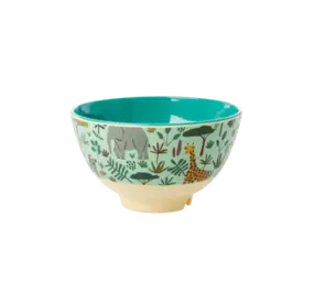 Rice Melamine Kom All Over Jungle Animals Green Small Rice Melamine Kom All Over Jungle Animals Green Small