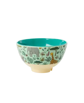 Rice Melamine Kom All Over Jungle Animals Green Small Rice Melamine Kom All Over Jungle Animals Green Small