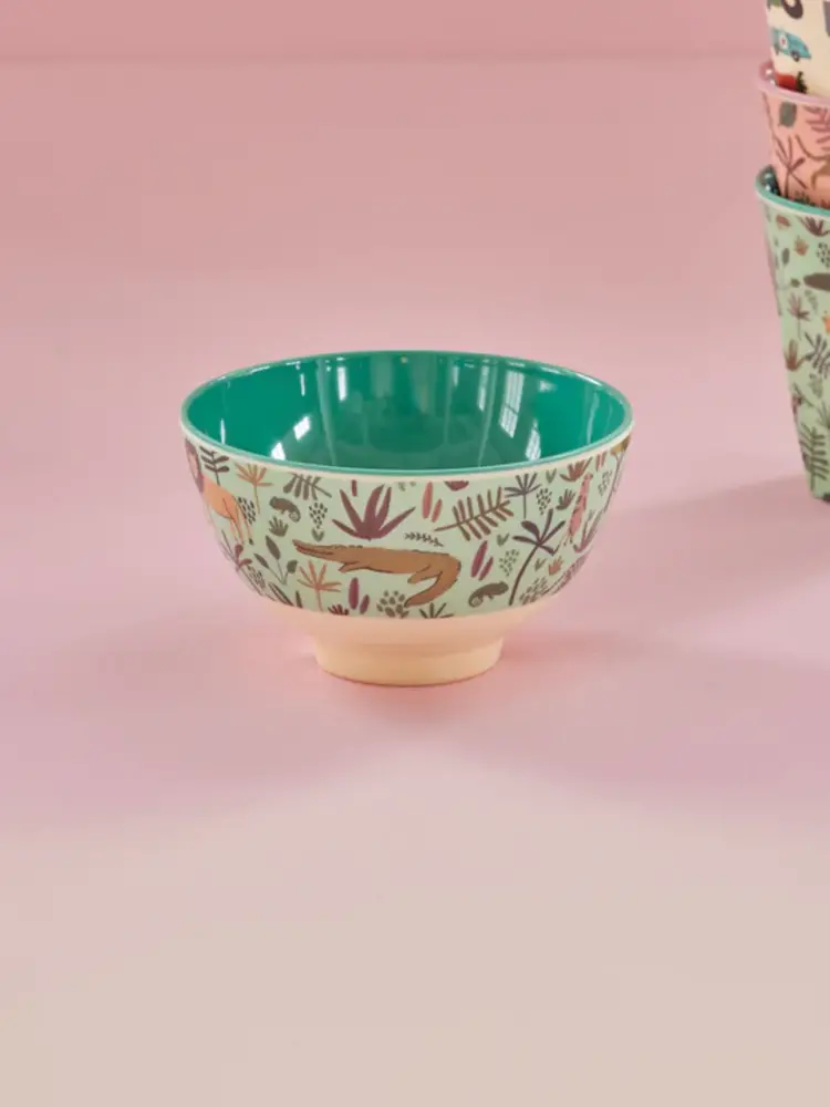 Rice Melamine Kom All Over Jungle Animals Green Small Rice Melamine Kom All Over Jungle Animals Green Small