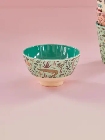 Rice Melamine Kom All Over Jungle Animals Green Small Rice Melamine Kom All Over Jungle Animals Green Small