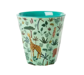 Rice Melamine Beker All Over Jungle Animals Green Rice Melamine Beker All Over Jungle Animals Green