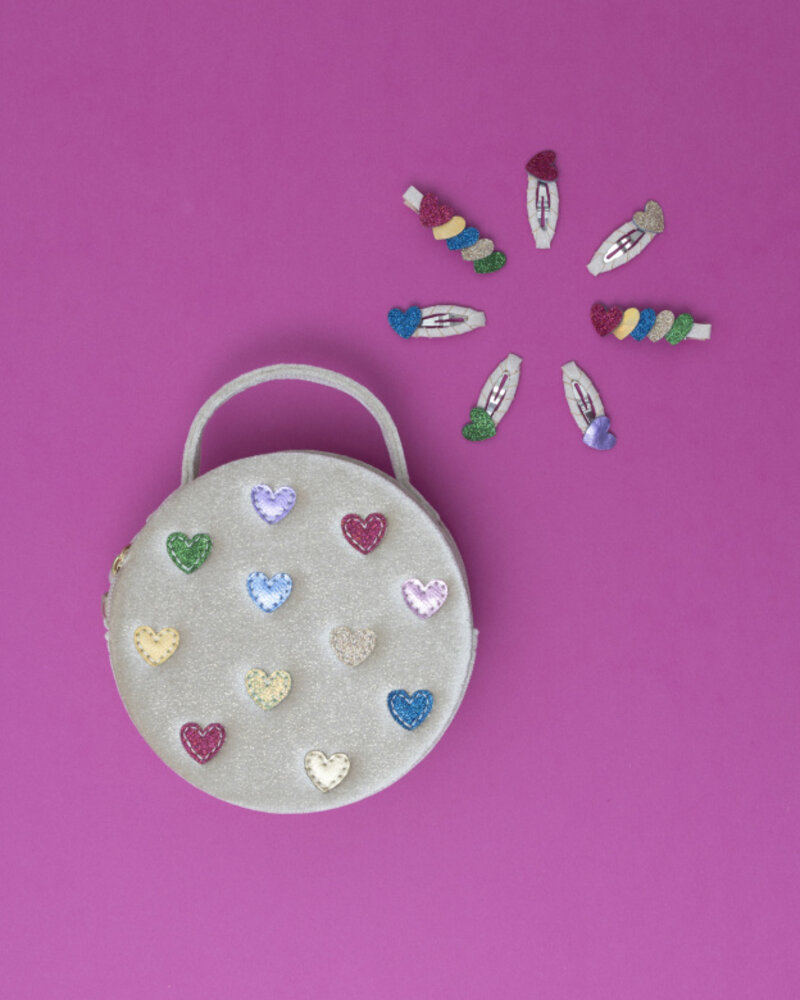 Mimi & Lula Tasje Jazzy Hearts Velvet Beige Mimi & Lula Tasje Jazzy Hearts Velvet Beige