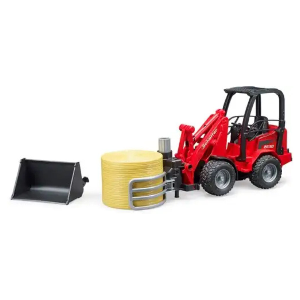 Bruder Schäffer Compactlader 2630 met hooibalengrijper Bruder Schäffer Compactlader 2630 met hooibalengrijper