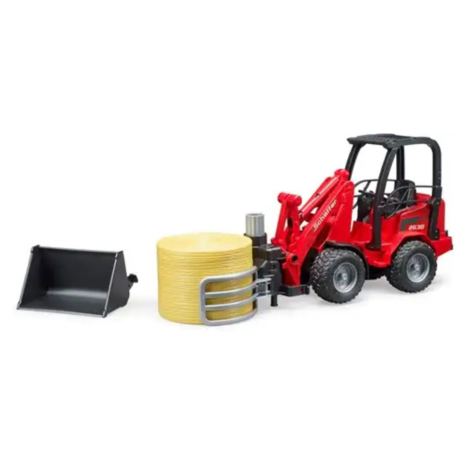 Bruder Schäffer Compactlader 2630 met hooibalengrijper Bruder Schäffer Compactlader 2630 met hooibalengrijper