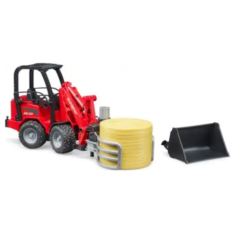 Bruder Schäffer Compactlader 2630 met hooibalengrijper Bruder Schäffer Compactlader 2630 met hooibalengrijper