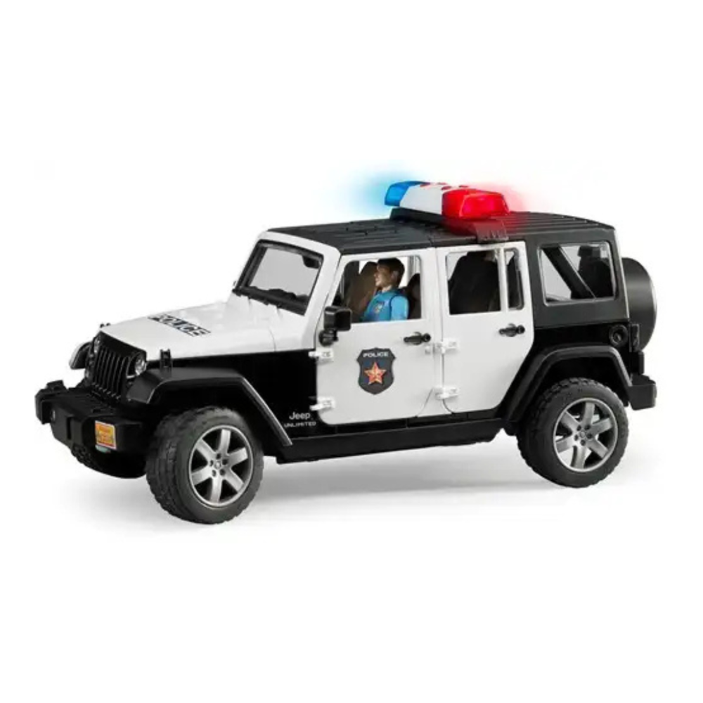 Bruder Jeep Wrangler Unlimited Rubicon politieauto met agent Bruder Jeep Wrangler Unlimited Rubicon politieauto met agent
