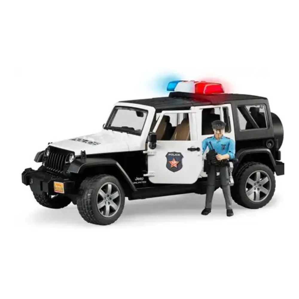 Bruder Jeep Wrangler Unlimited Rubicon politieauto met agent Bruder Jeep Wrangler Unlimited Rubicon politieauto met agent