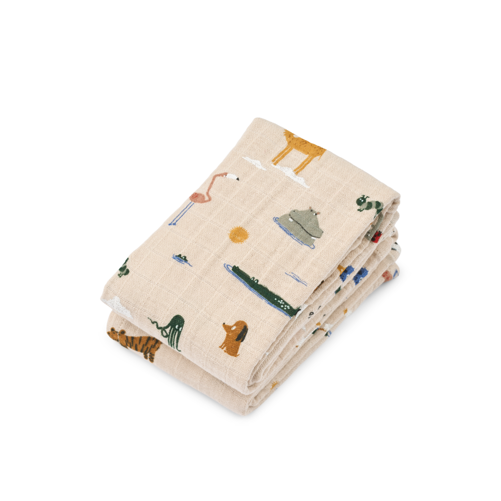 Liewood Hydrofiele Doek Lewis Around the World Sandy 2-Pack Liewood Hydrofiele Doek Lewis Around the World Sandy 2-Pack