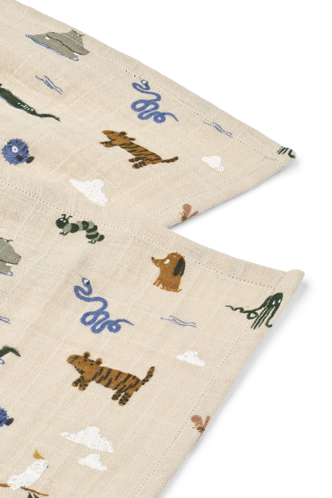 Liewood Hydrofiele Doek Lewis Around the World Sandy 2-Pack Liewood Hydrofiele Doek Lewis Around the World Sandy 2-Pack