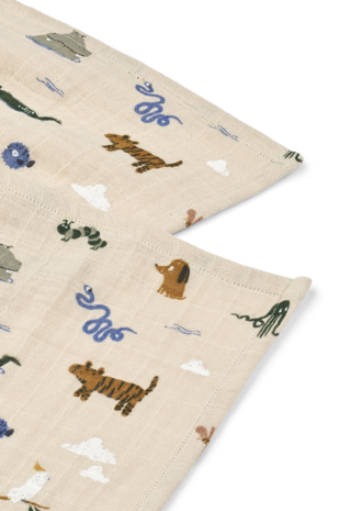 Liewood Hydrofiele Doek Lewis Around the World Sandy 2-Pack Liewood Hydrofiele Doek Lewis Around the World Sandy 2-Pack