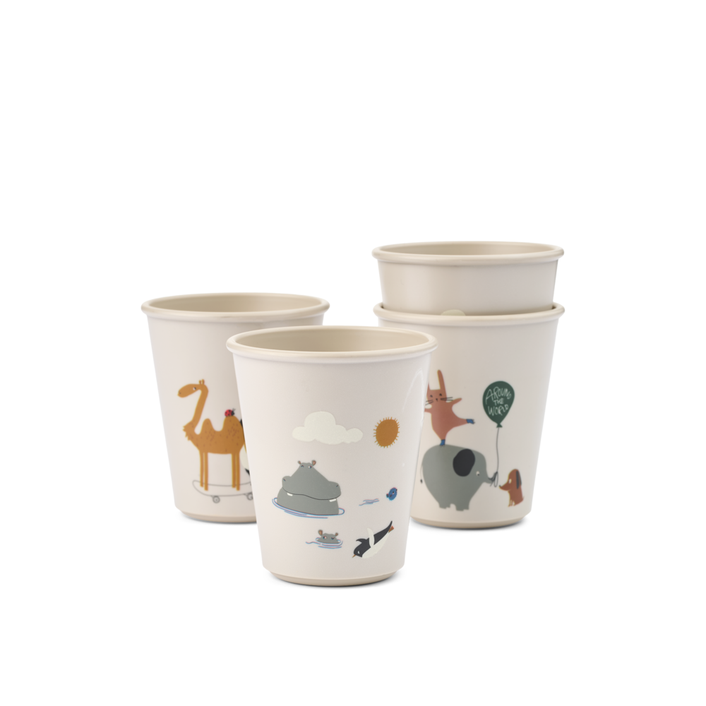 Liewood Drinkbekers Lana Around the World Sandy 4-Pack Liewood Drinkbekers Lana Around the World Sandy 4-Pack