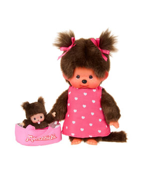 Monchhichi Monchhichi met Mini Bebichhichi in Draagmandje