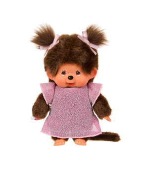 Monchhichi Meisje in Roze Glitterjurk