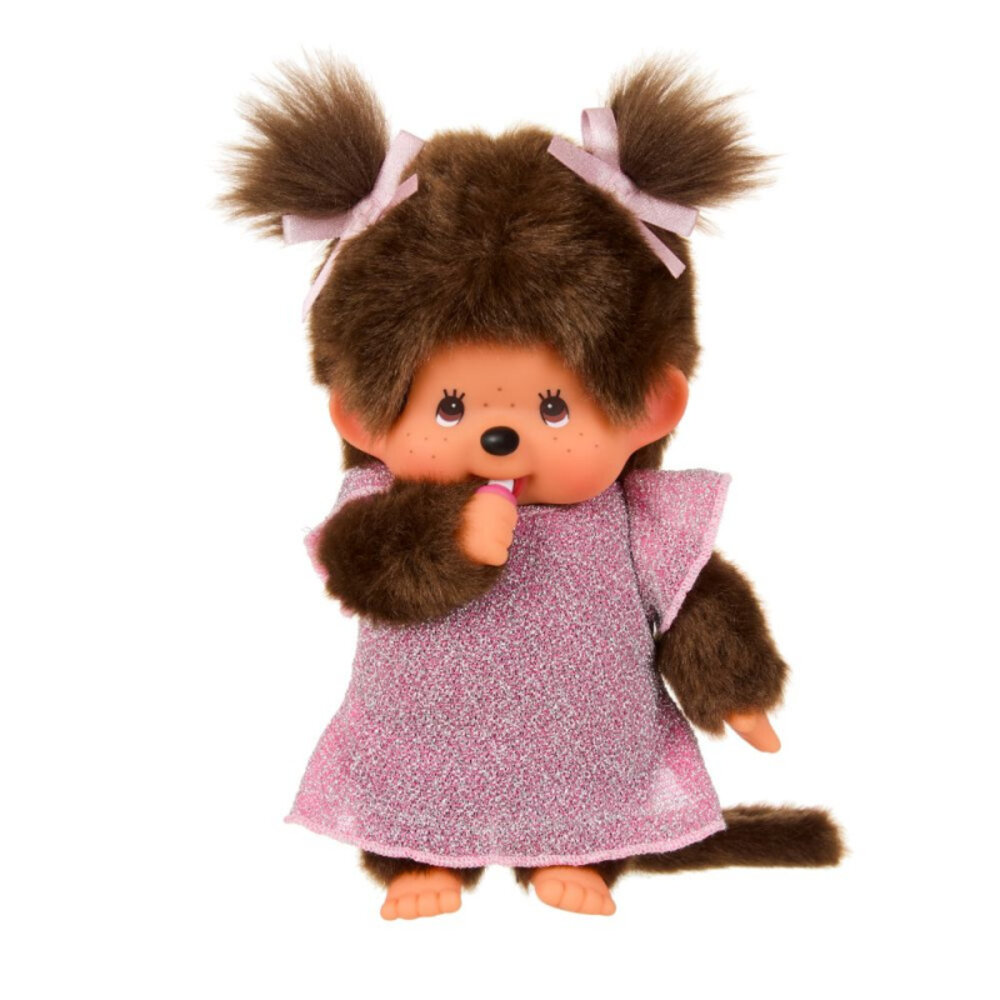 Monchhichi Meisje in Roze Glitterjurk Monchhichi Meisje in Roze Glitterjurk