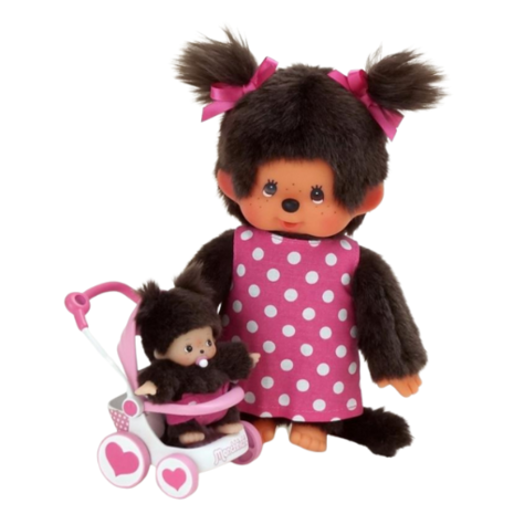 Monchhichi Mothercare met Wandelwagen Monchhichi Mothercare met Wandelwagen