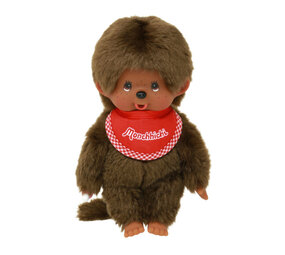 Monchhichi Jongen Bruin met Slab Rood Monchhichi Jongen Bruin met Slab Rood