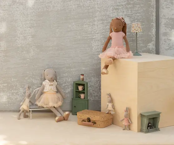 Maileg Bunny Chocolate Brown Ballet Suit and Skirt Rose Size 3