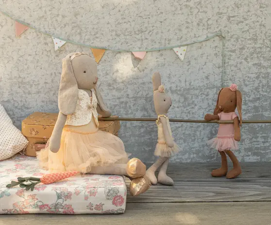 Maileg Bunny Chocolate Brown Ballet Suit and Skirt Rose Size 1