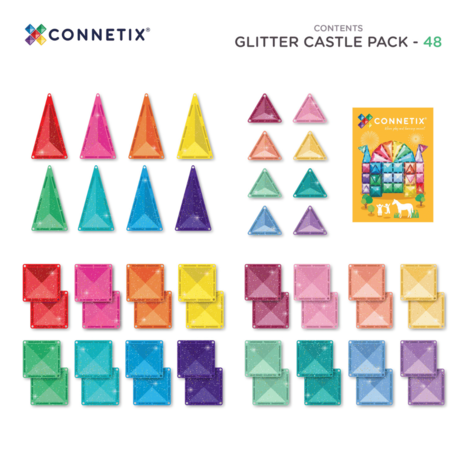Connetix Magnetische Tegels Glitter Castle Pack 48 stuks