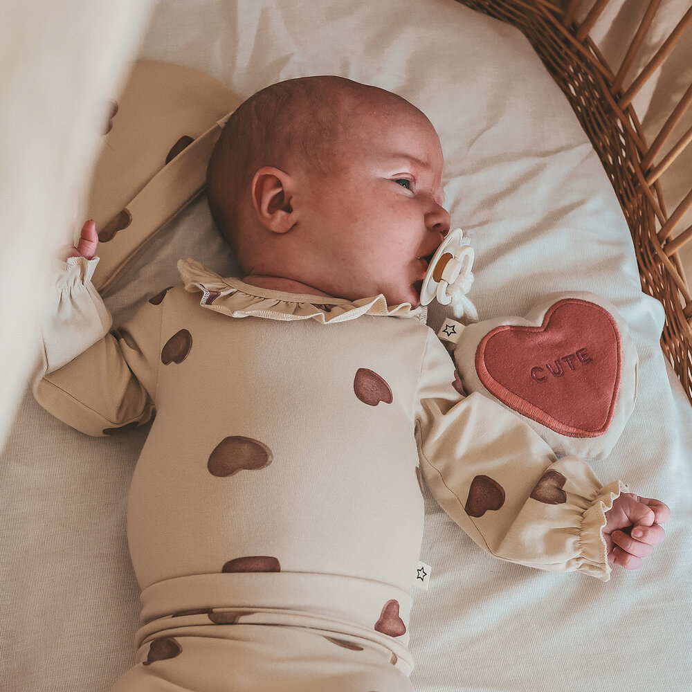 Your Wishes Romper Ruffle Candy Oyster Gray