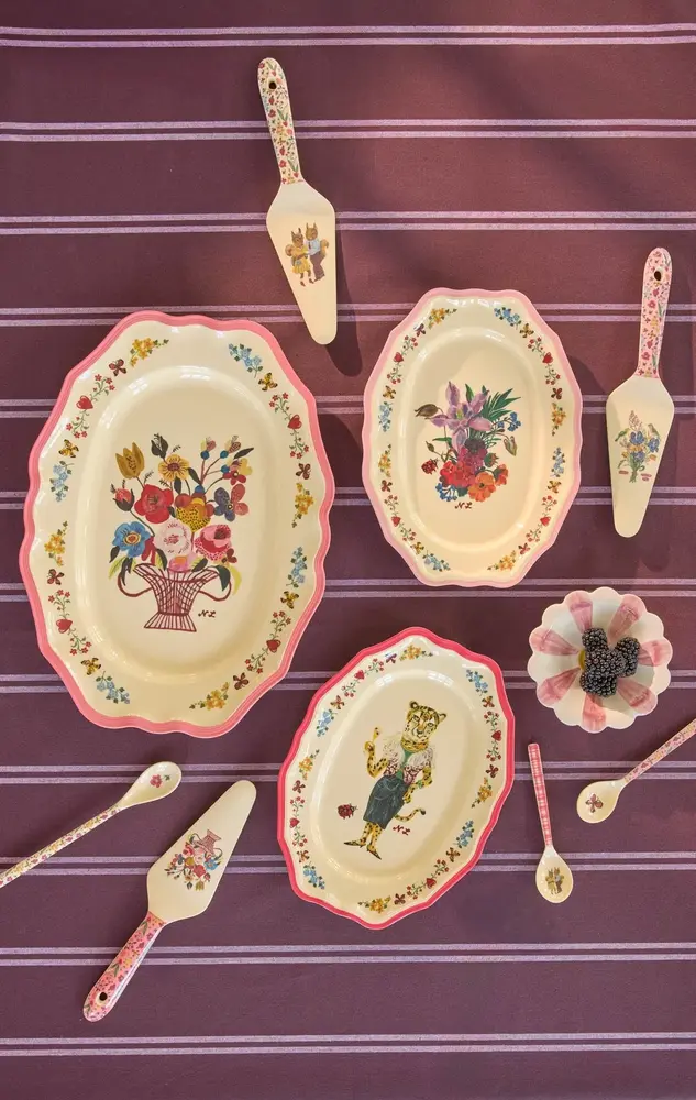 Rice Melamine Rechthoekig Bord Vintage - Small - Nathalie Lété Pink Rice Melamine Rechthoekig Bord Vintage - Small - Nathalie Lété Pink