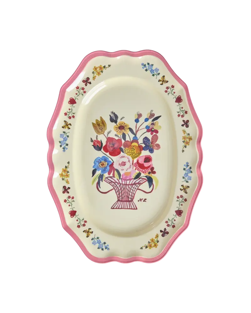 Rice Melamine Serveerschaal Vintage Nathalie Lété Neon Pink Large Rice Melamine Serveerschaal Vintage Nathalie Lété Neon Pink Large