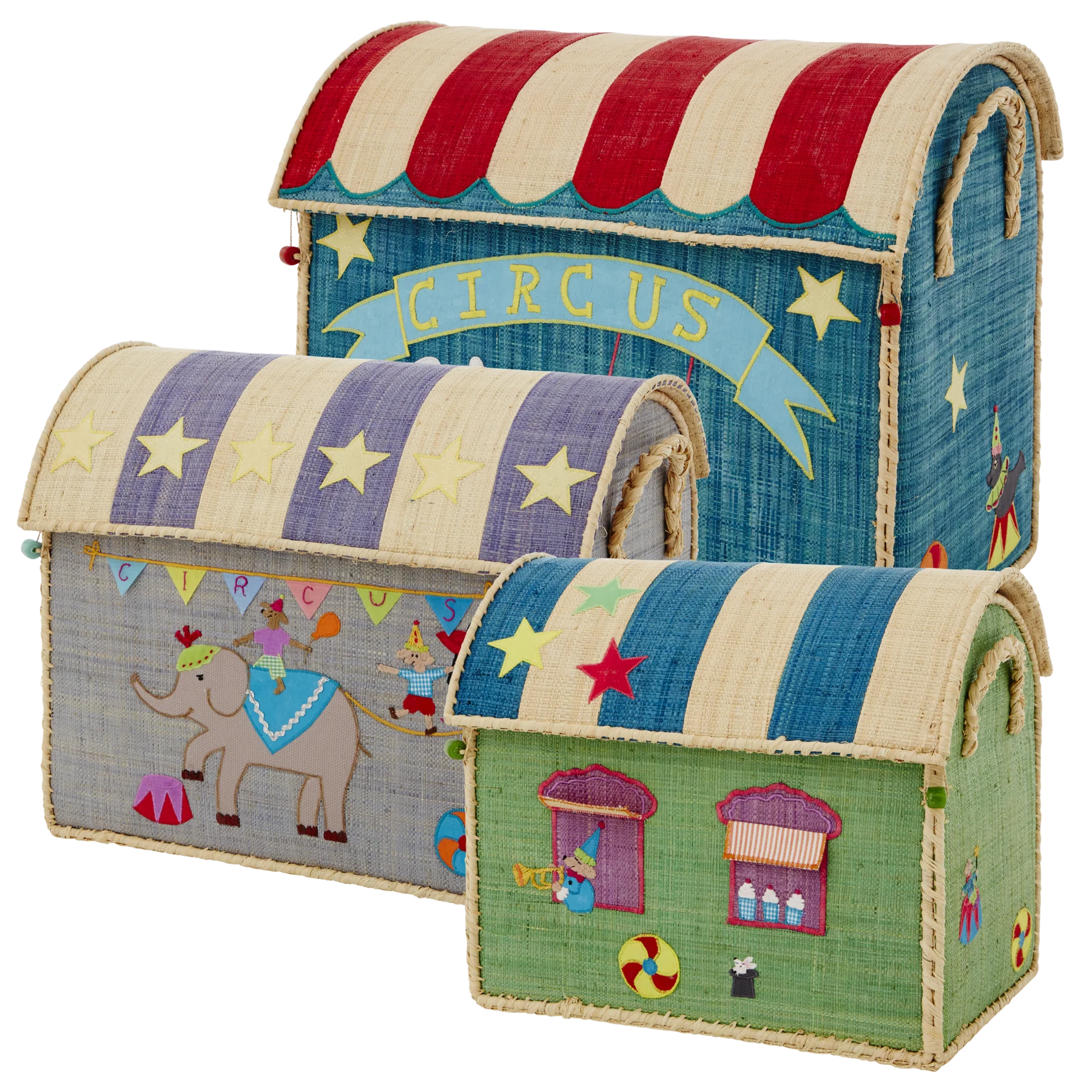 Raffia Opbergmand Circus afbeelding
