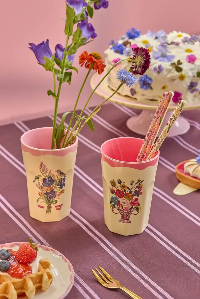 Rice Melamine Beker in Gift Box Nathalie Lété Pink 2-pack Tall Rice Melamine Beker in Gift Box Nathalie Lété Pink 2-pack Tall