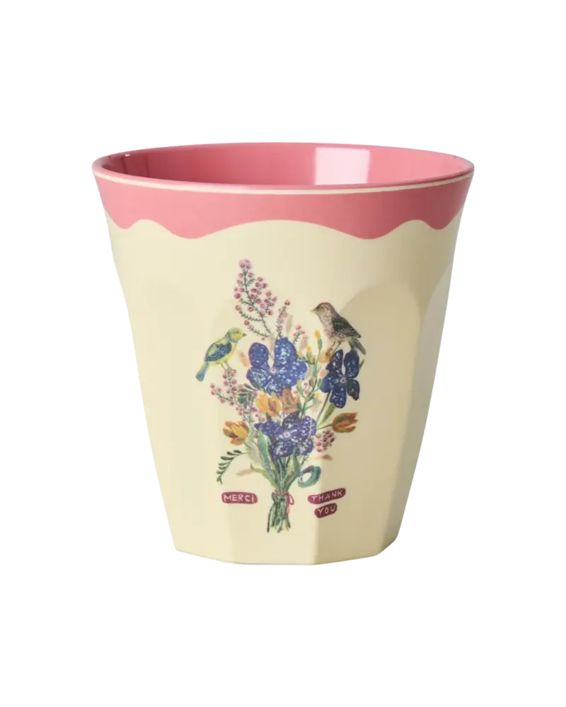 Rice Melamine Beker - Medium - Nathalie Lété Neon Pink